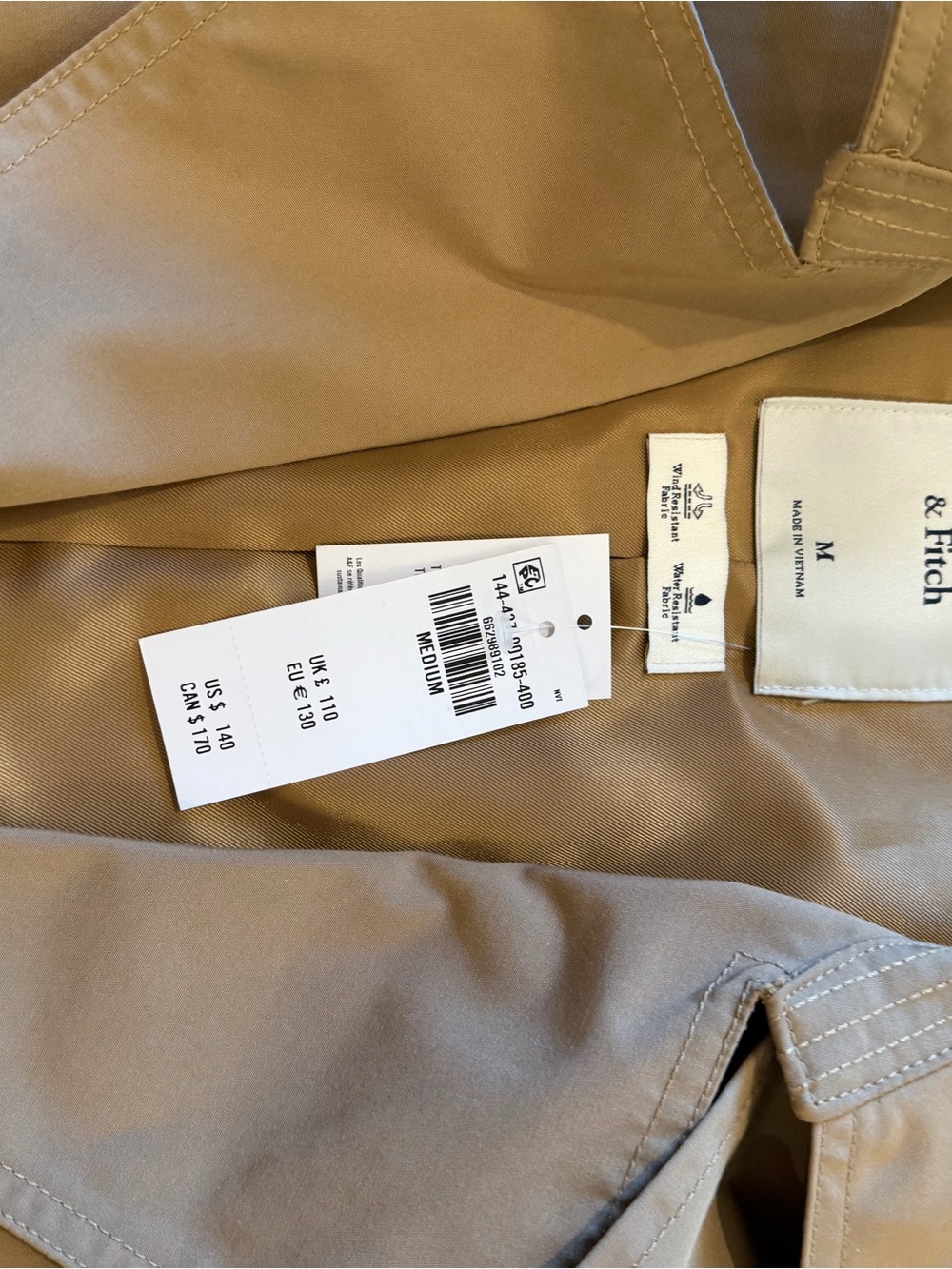 Abercrombie & Fitch Tan Trench Coat with Belt - Picture 4 of 12